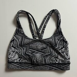 Lululemon Energy Bra, Inked Energy Bra Ice Grey Black, Size 4